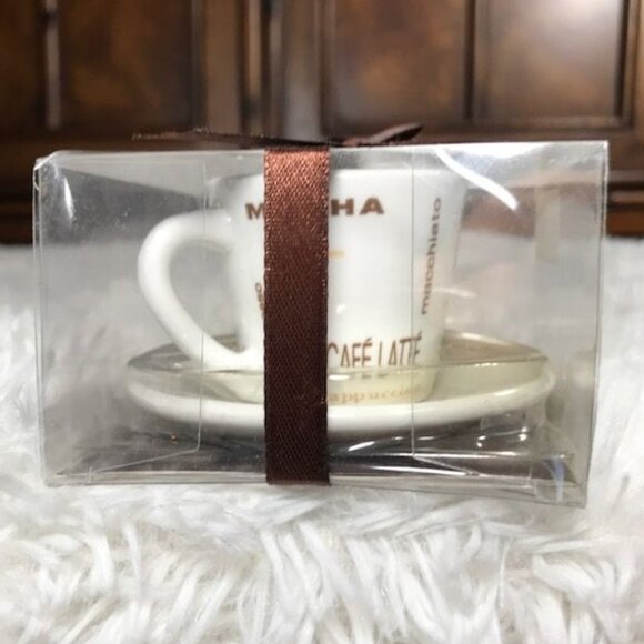 Mini Cafe Latte Cappuccino Mocha Macchiato Expresso Americano Cup/Saucer Candle - Picture 4 of 8